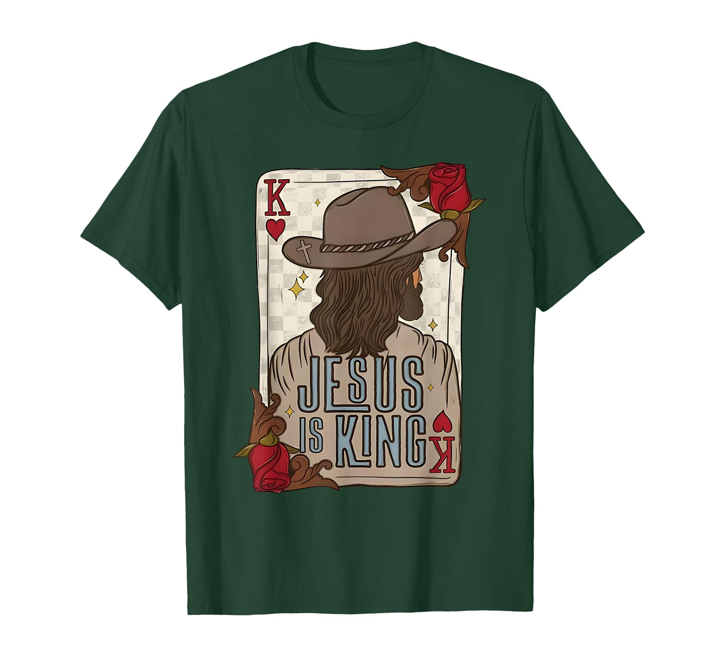 play card jesus is king christian cowboy western country T-Shirt