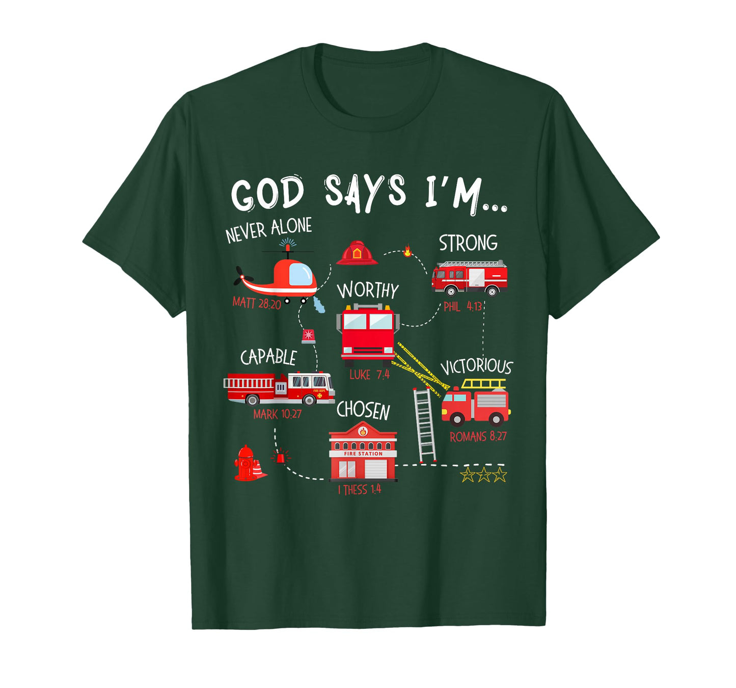 God Says I Am Firefighter Truck Christian Toddler Boys Bible T-Shirt