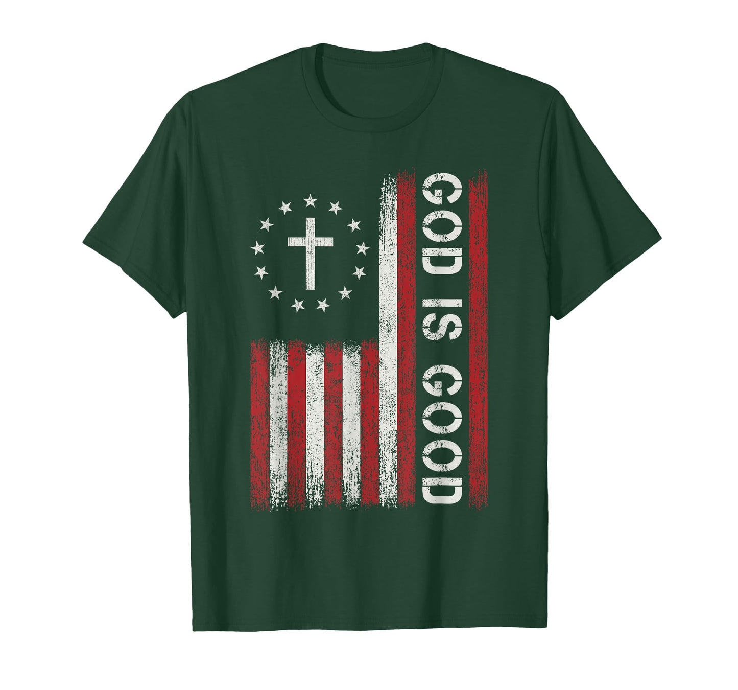 God Is Good Jesus Christian Bible Faith Cross Flag Religious T-Shirt