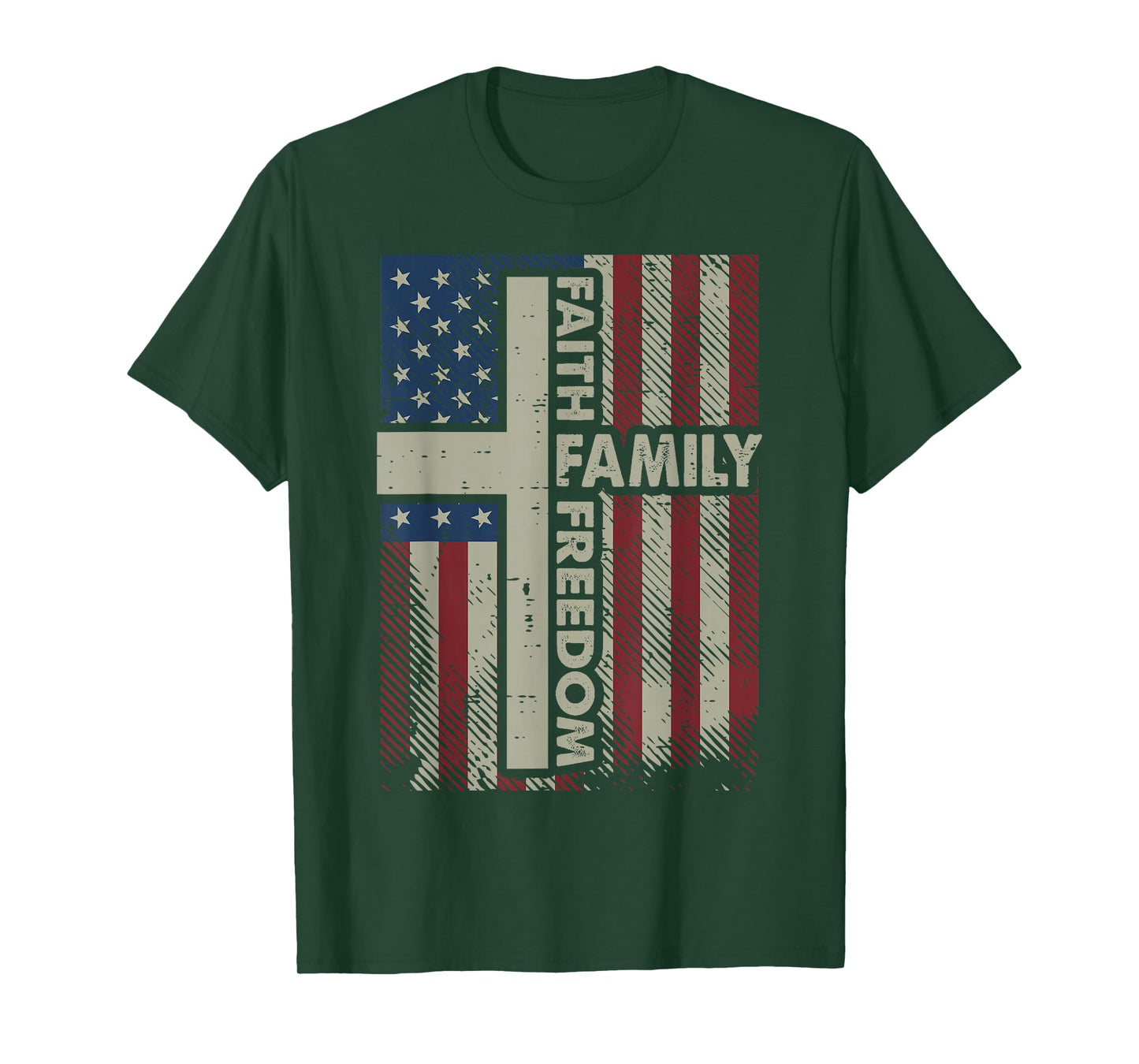 Faith US Flag Christian Religious God Jesus Men Women Kids T-Shirt
