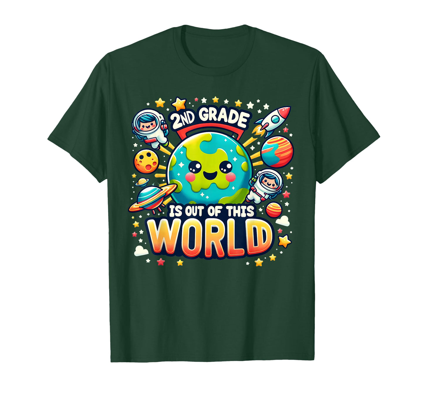 2nd Grade Is out Of This World Space Planets Teacher T-Shirt