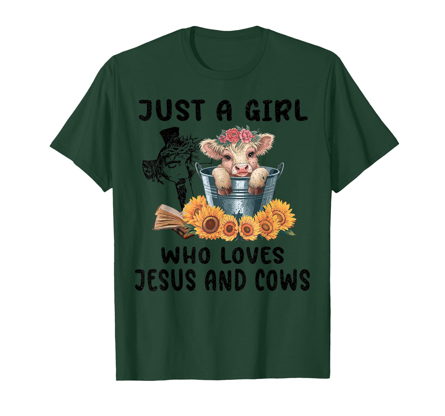 Just a Girl Who Loves Jesus and Highland Cows Scottish T-Shirt