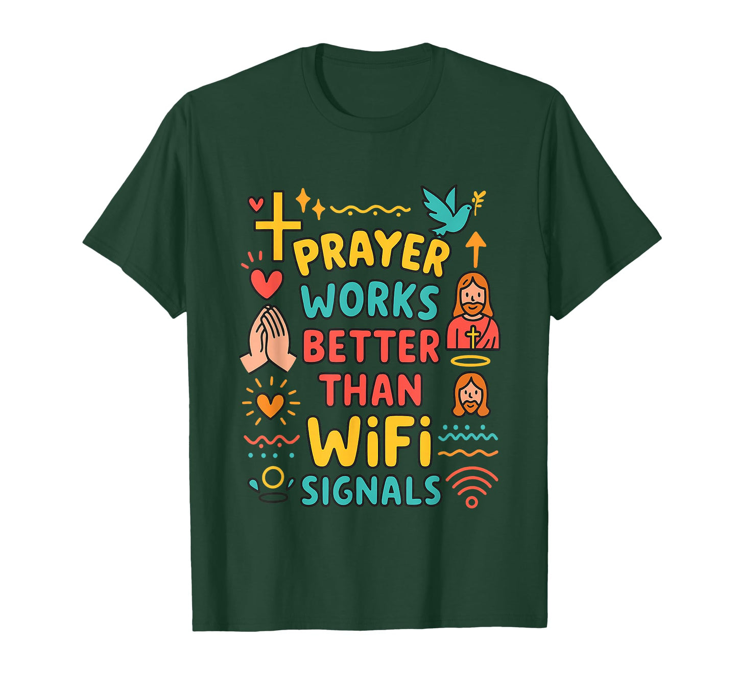 Faith Over WiFi Humor Christian Humor Prayer Quote Boys Kids T-Shirt