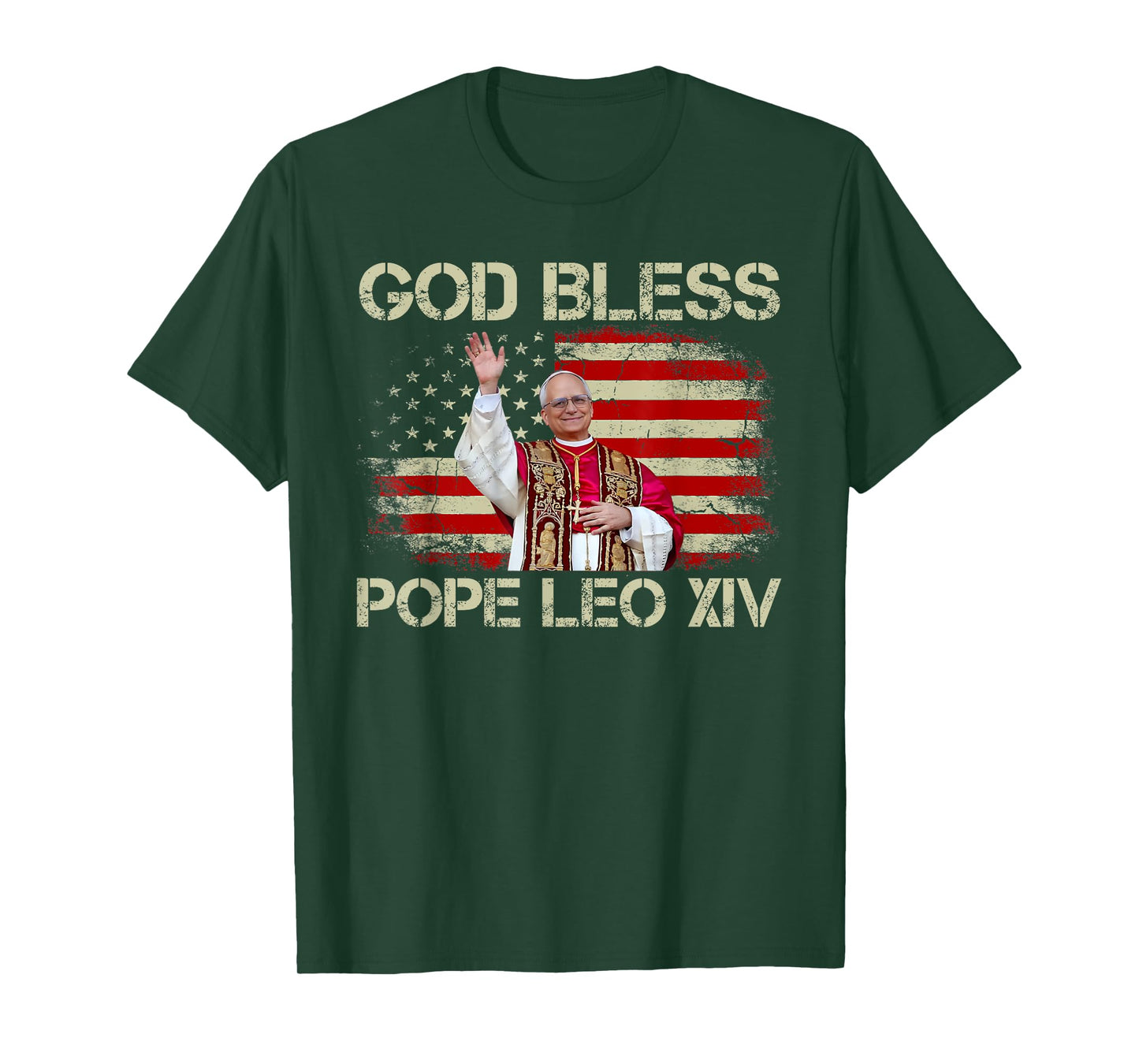 God Bless Pope Leo XIV Cardinal Robert Prevost American Flag T-Shirt