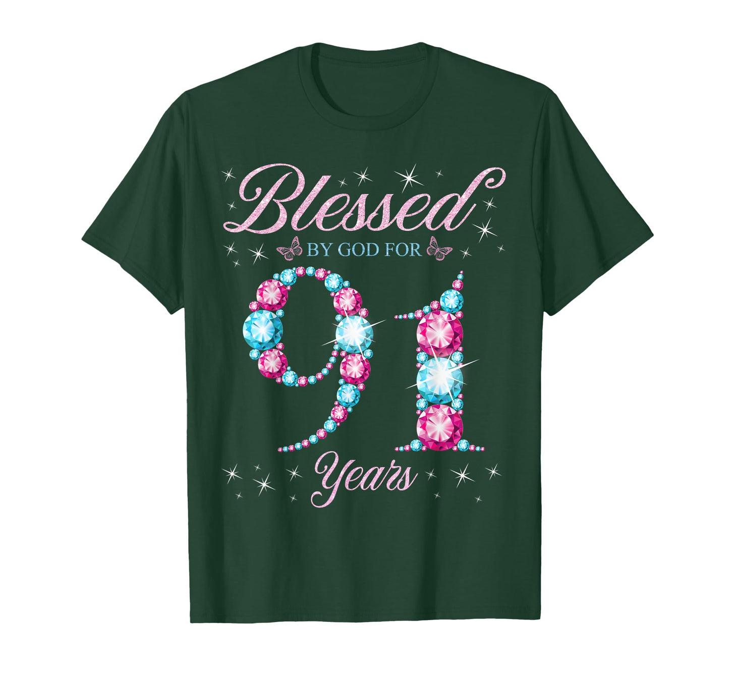 Blessed By God For 91 Years Old 91st Birthday Woman Queen T-Shirt