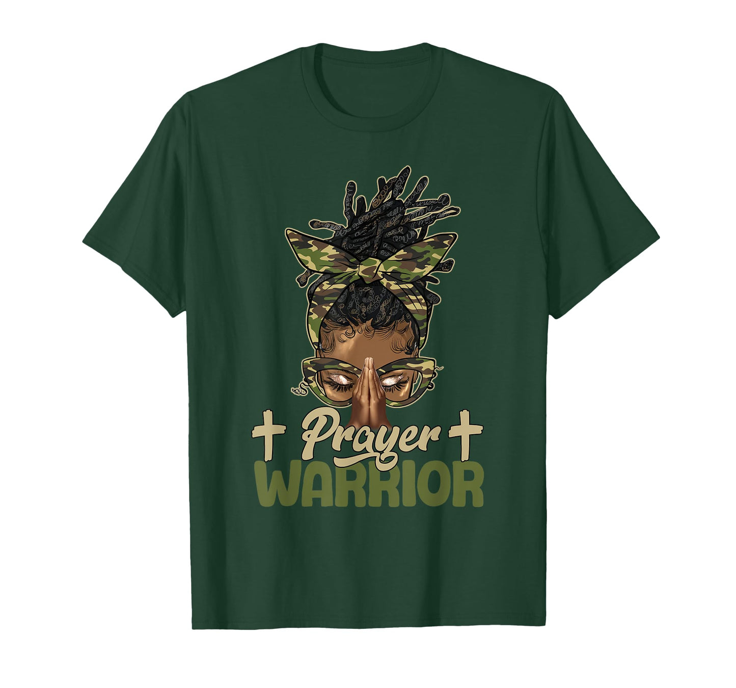 Praying Black Woman Afro Christian Sayings Prayer Warrior T-Shirt
