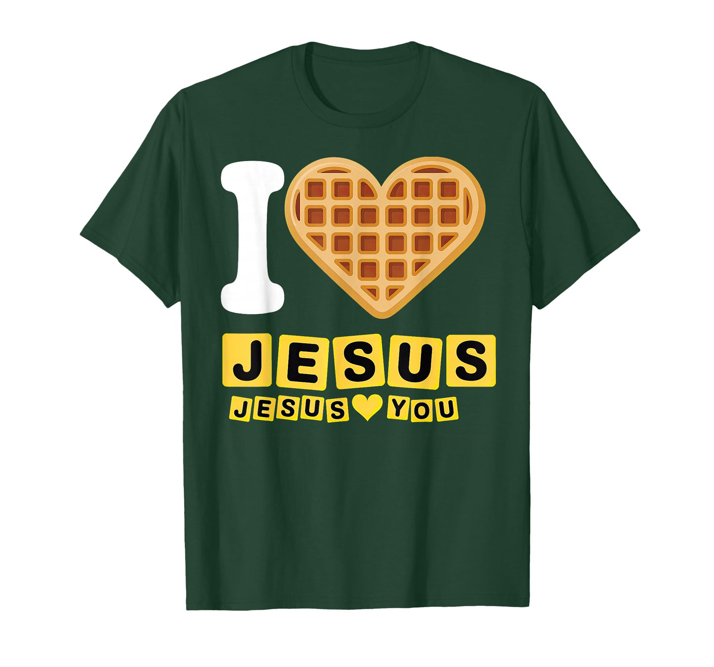 I Love Jesus Waffle Heart T-Shirt