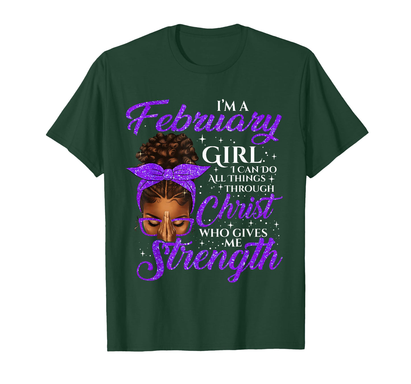 February Girl Birthday Black Women Afro Christian Saying T-Shirt