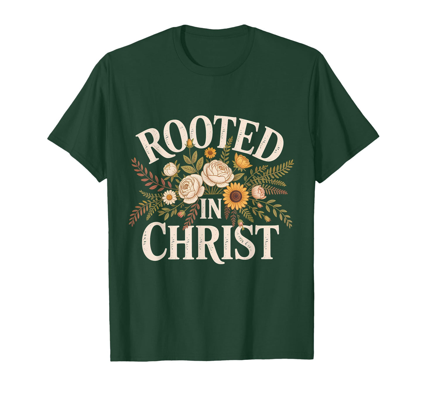 Rooted in Christ Christian Faith Jesus Cross T-Shirt