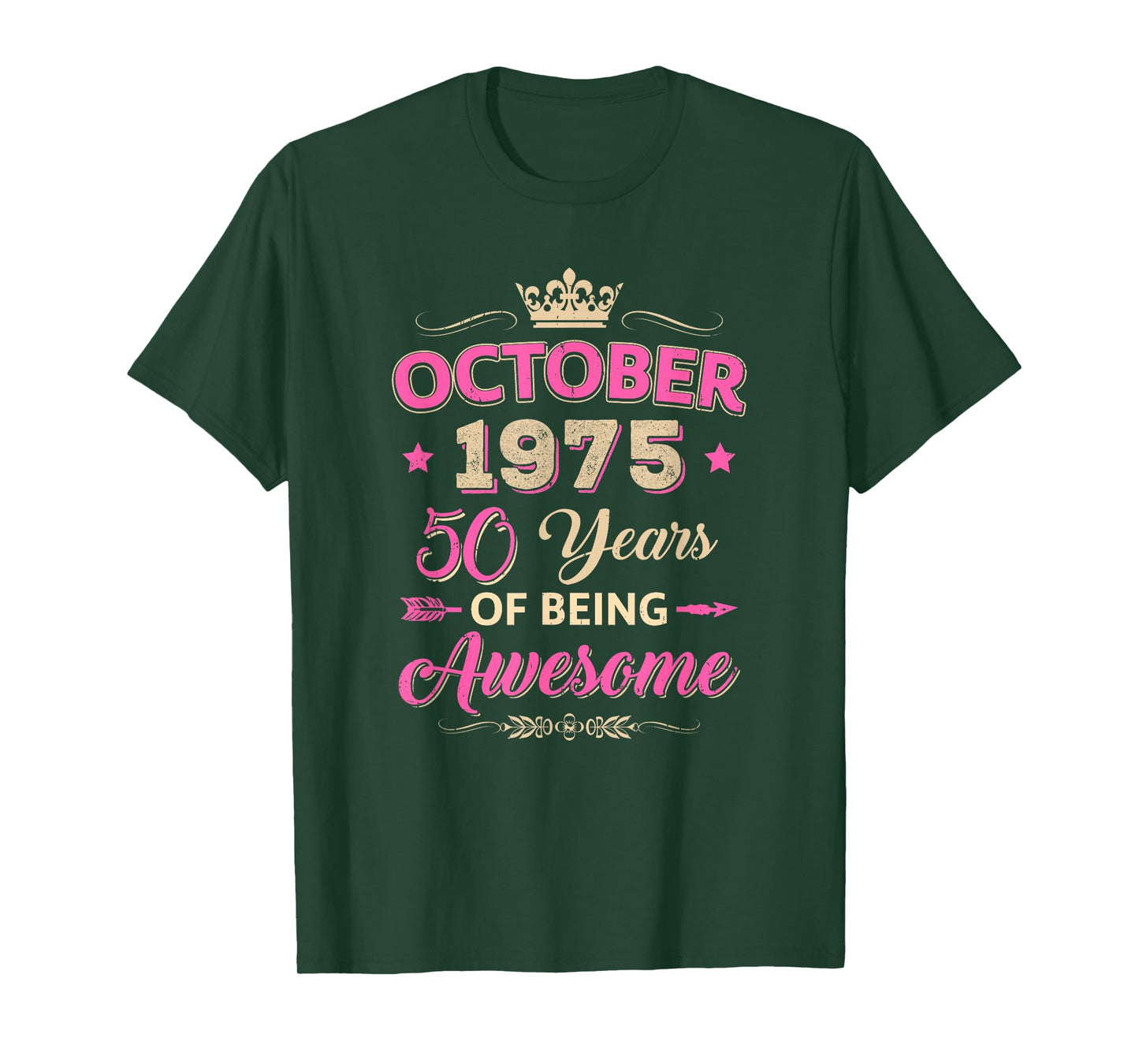 October 1975 50 Years of Being Awesome Retro 50Th Birthday T-Shirt