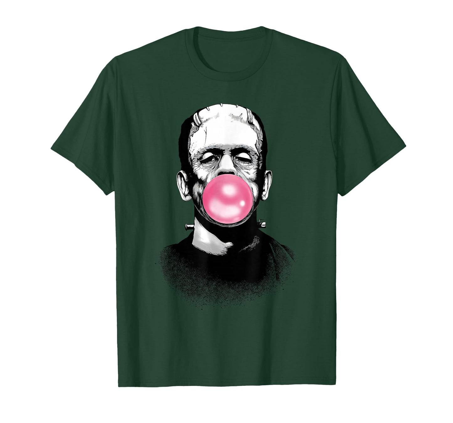 Funny Frankenstein Monster Blowing a Bubble Gum Halloween T-Shirt