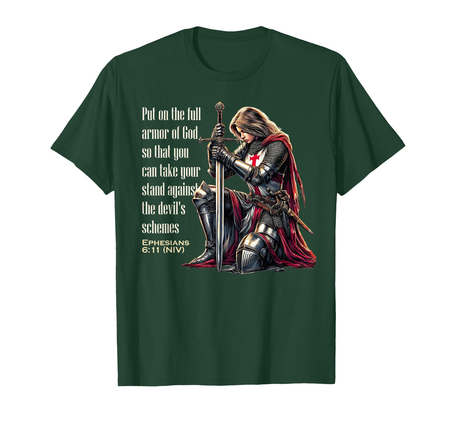 Templar Women Knight Christian Bible Verse Saying Lord T-Shirt