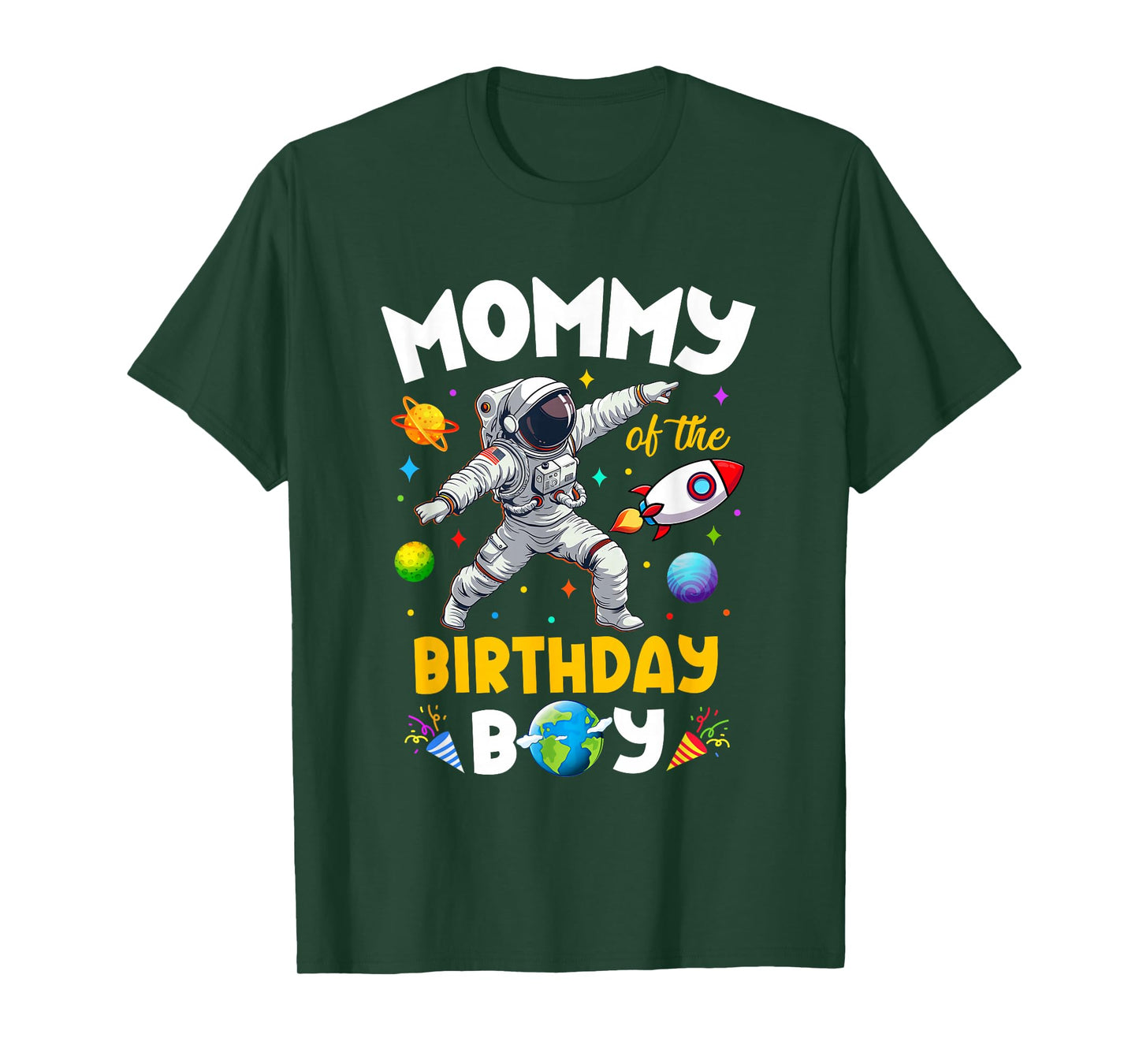 Mommy Of The Birthday Boy Astronaut Outer Space Birthday T-Shirt