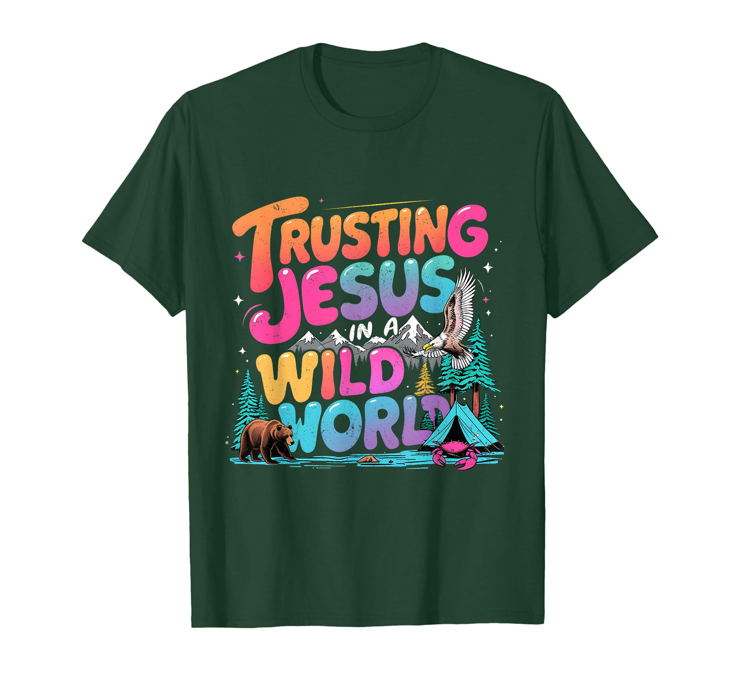 Trusting Jesus in a Wild World VBS 2025 Camping Theme T-Shirt