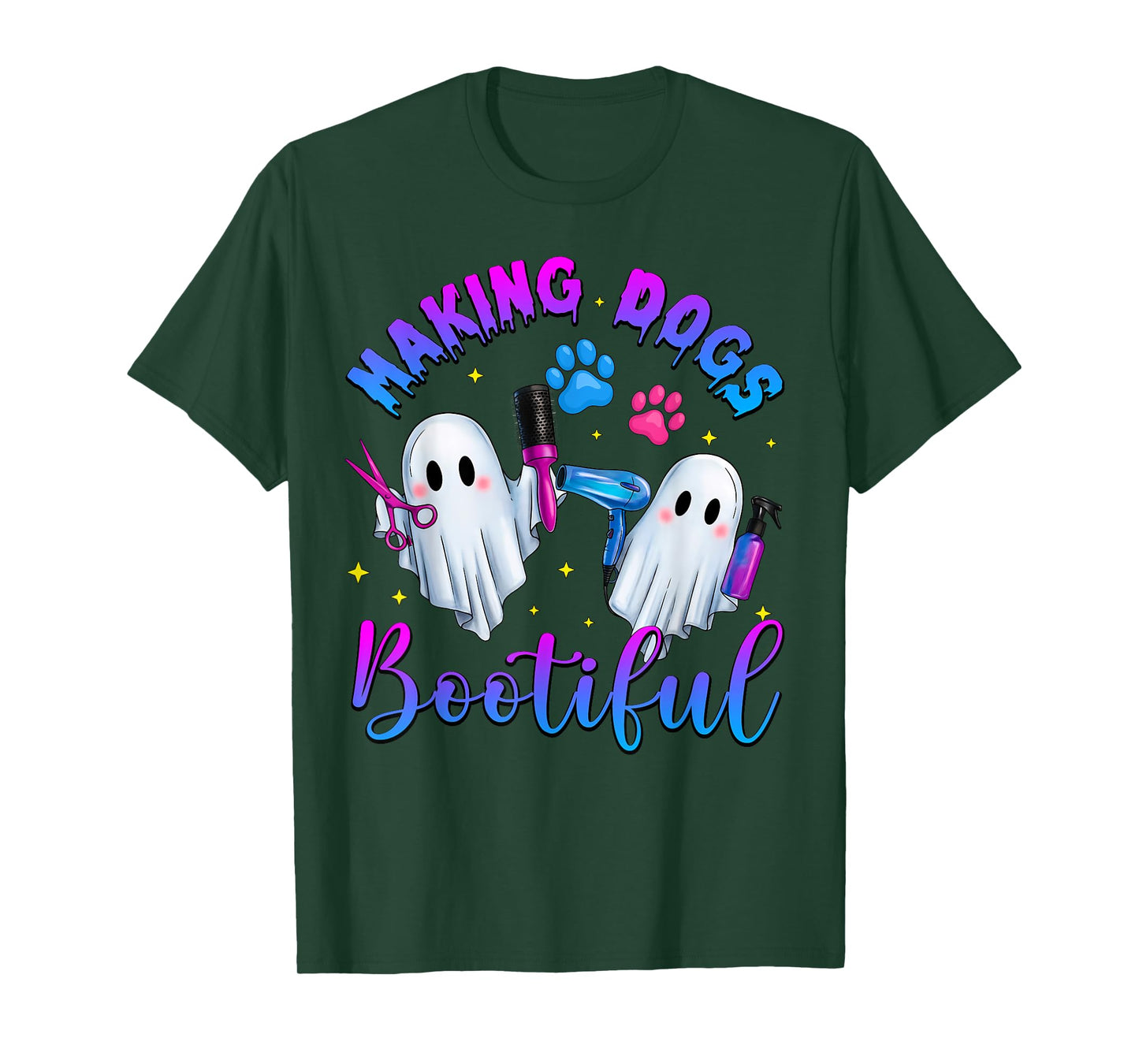 Making Dogs Bootiful Ghost Pet Groomer Halloween Men Women T-Shirt