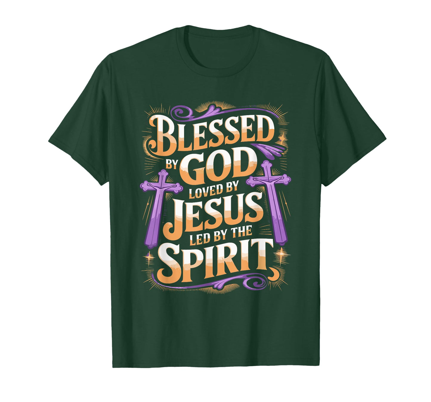 Purple Floral Cross Faith Affirmations for Christians T-Shirt