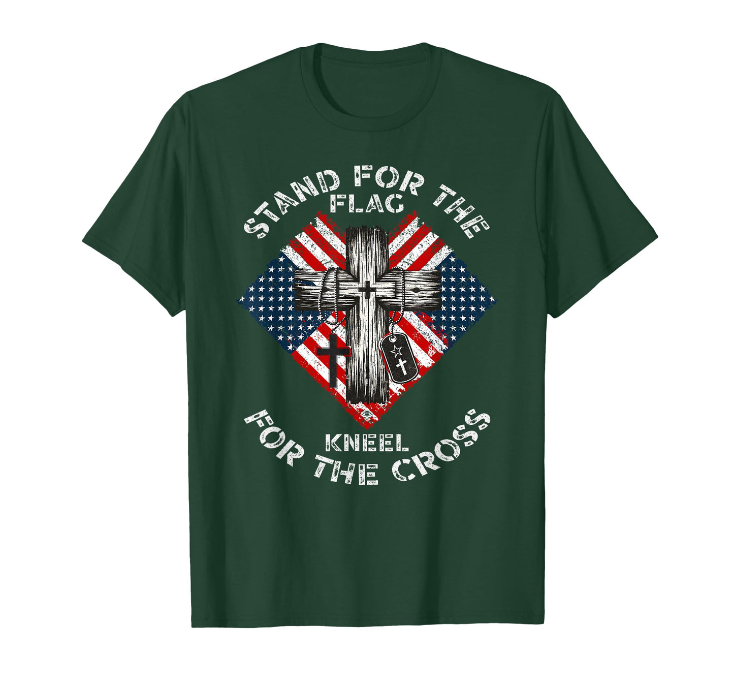 Stand for Flag Kneel for Cross USA Christian Graphic T-Shirt
