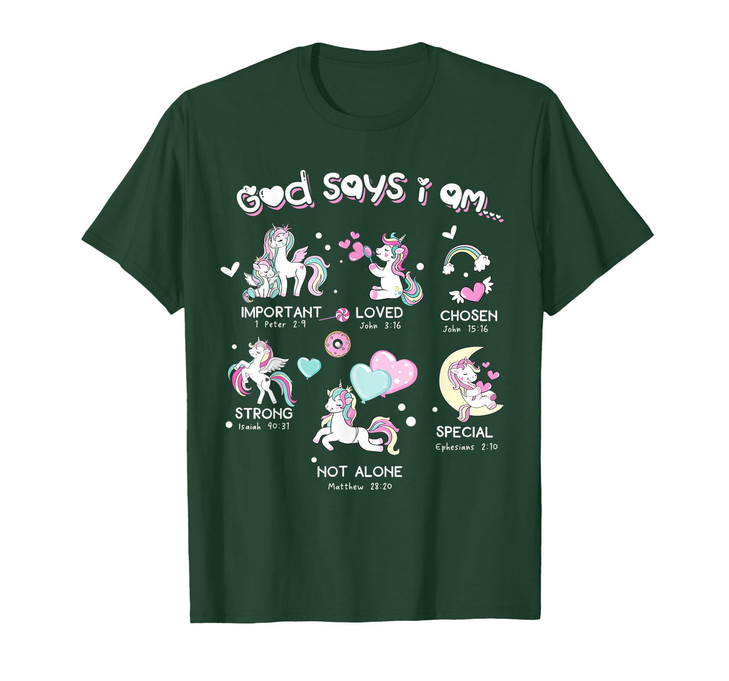 God Says I'm Cute Funny Unicorn Christian Girl Bible Lover T-Shirt