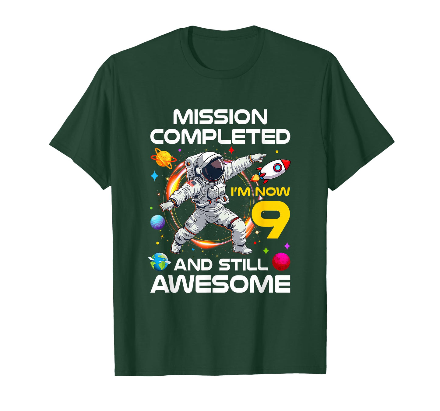 9Th Birthday Astronaut 9 Years Old Outer Space Birthday T-Shirt