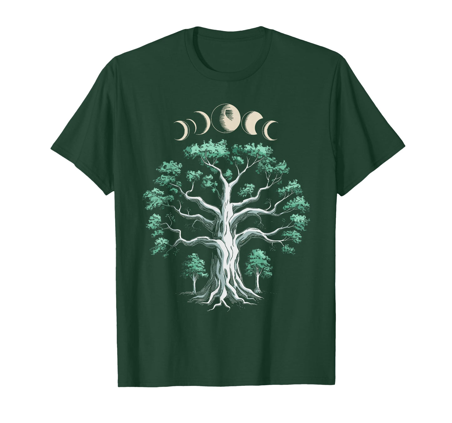 Moon Phases Tree Viking Symbol Gift Norsemen Danish Root T-Shirt
