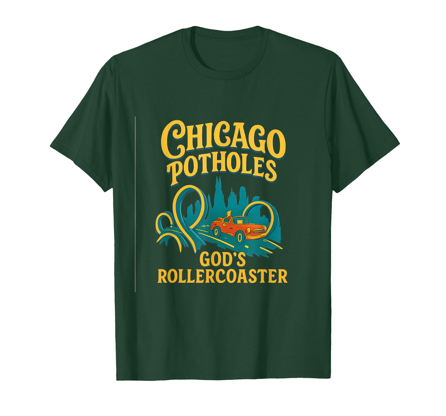 Chicago Potholes Gods Rollercoaster 80s Retro Design T-Shirt