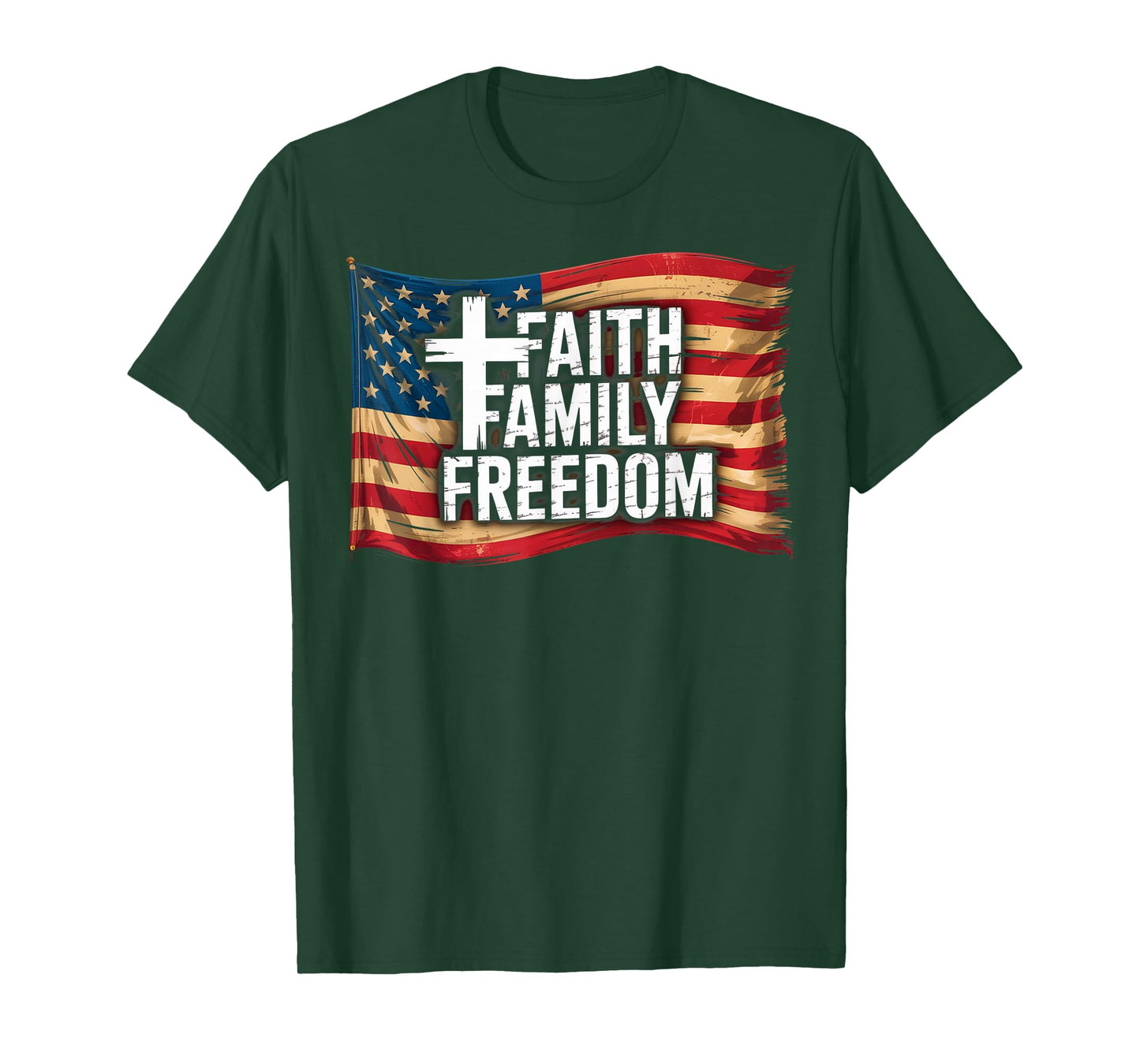 American Flag Faith Family Freedom Christian T-Shirt