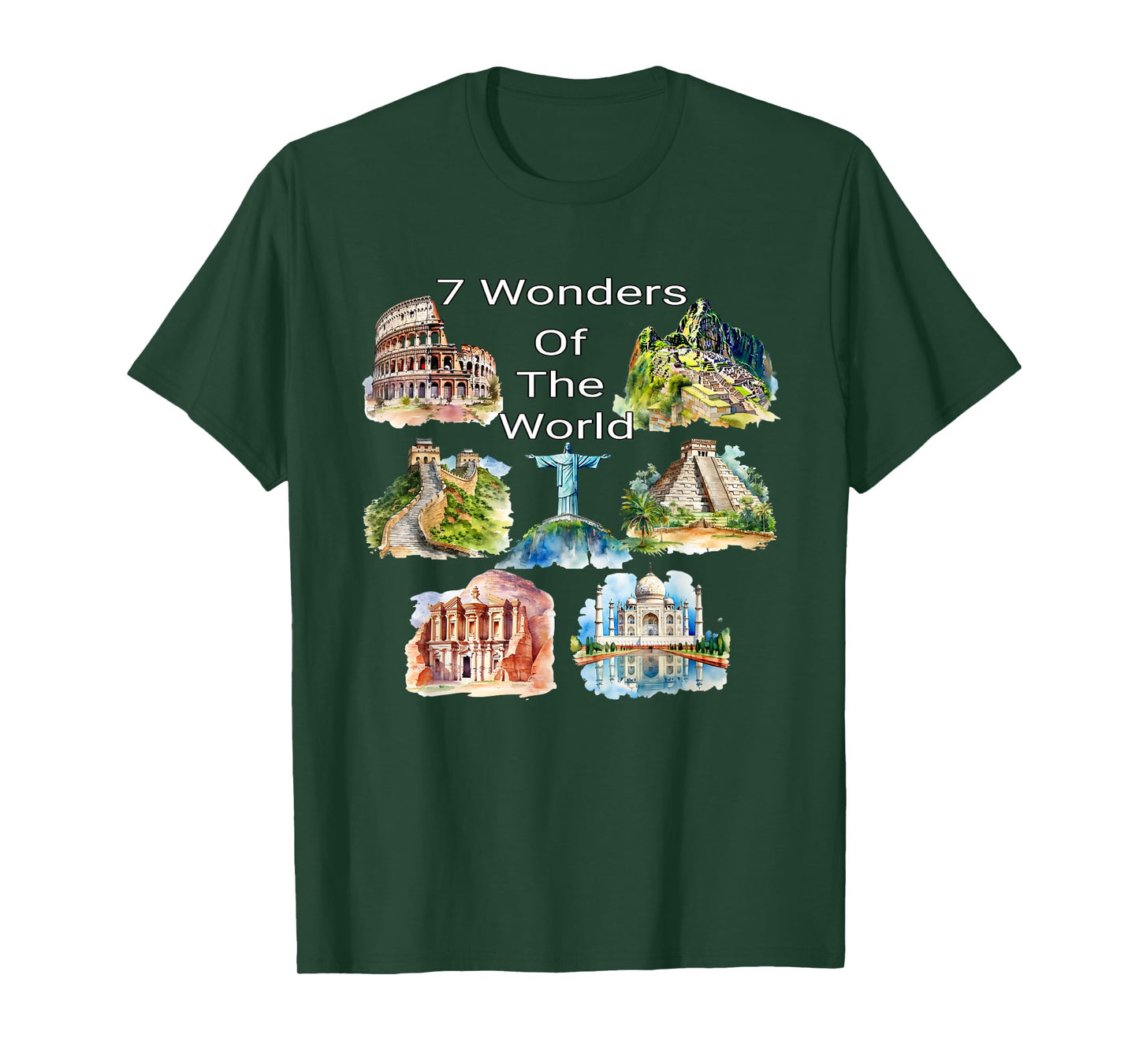 7 Wonders of the World - Travel Enthusiast Design T-Shirt