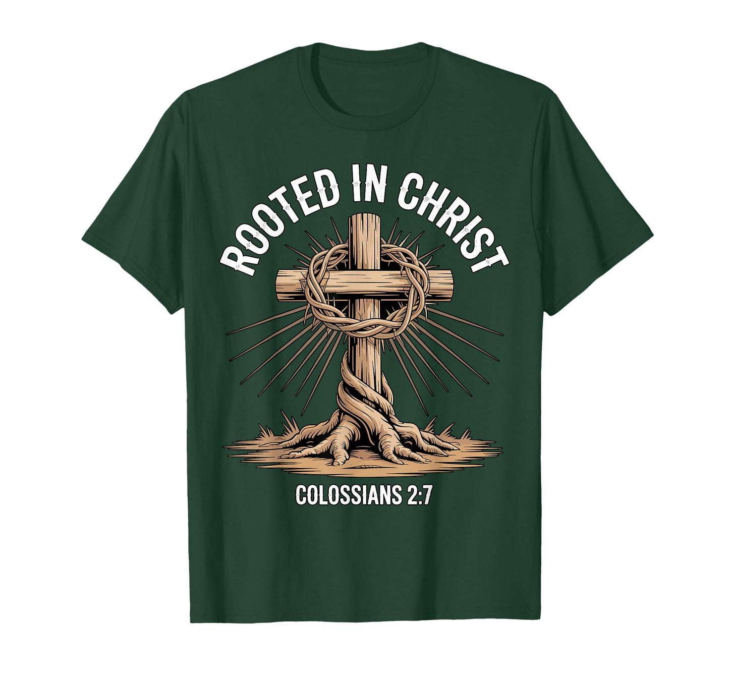 Rooted in Christ Cross Colossians 2-7 T-Shirt