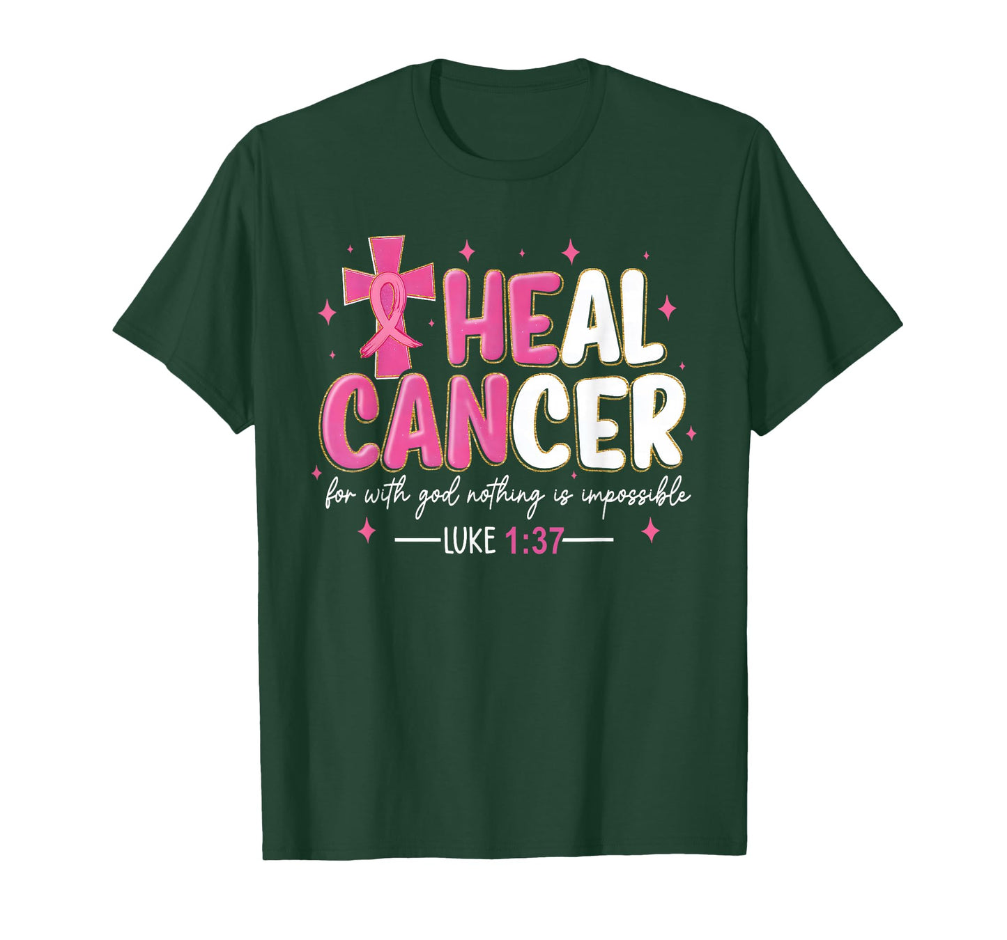 Heal Cancer Believe God Christian Breast Cancer Awareness T-Shirt