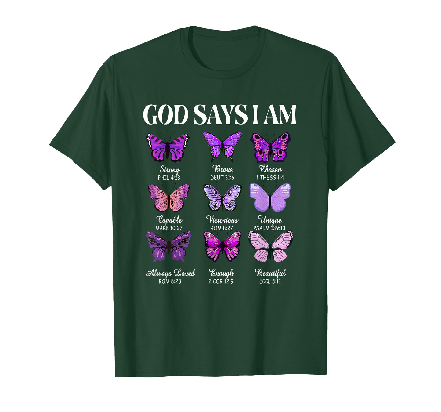 God Says I Am Butterfly Christian Women Girls Kids Religious T-Shirt