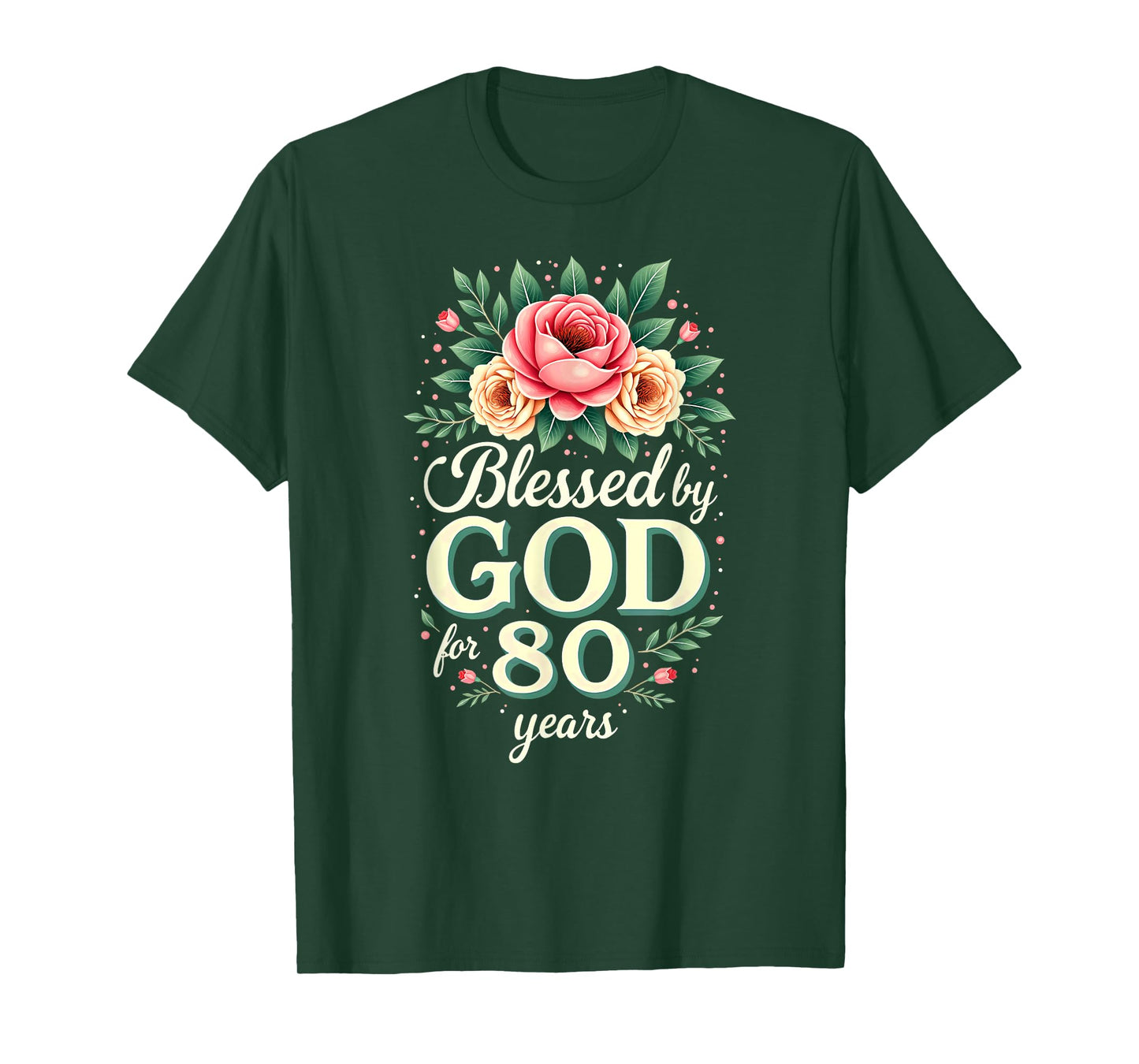 Blessed by God for 80 Years Religious 80th Birthday T-Shirt