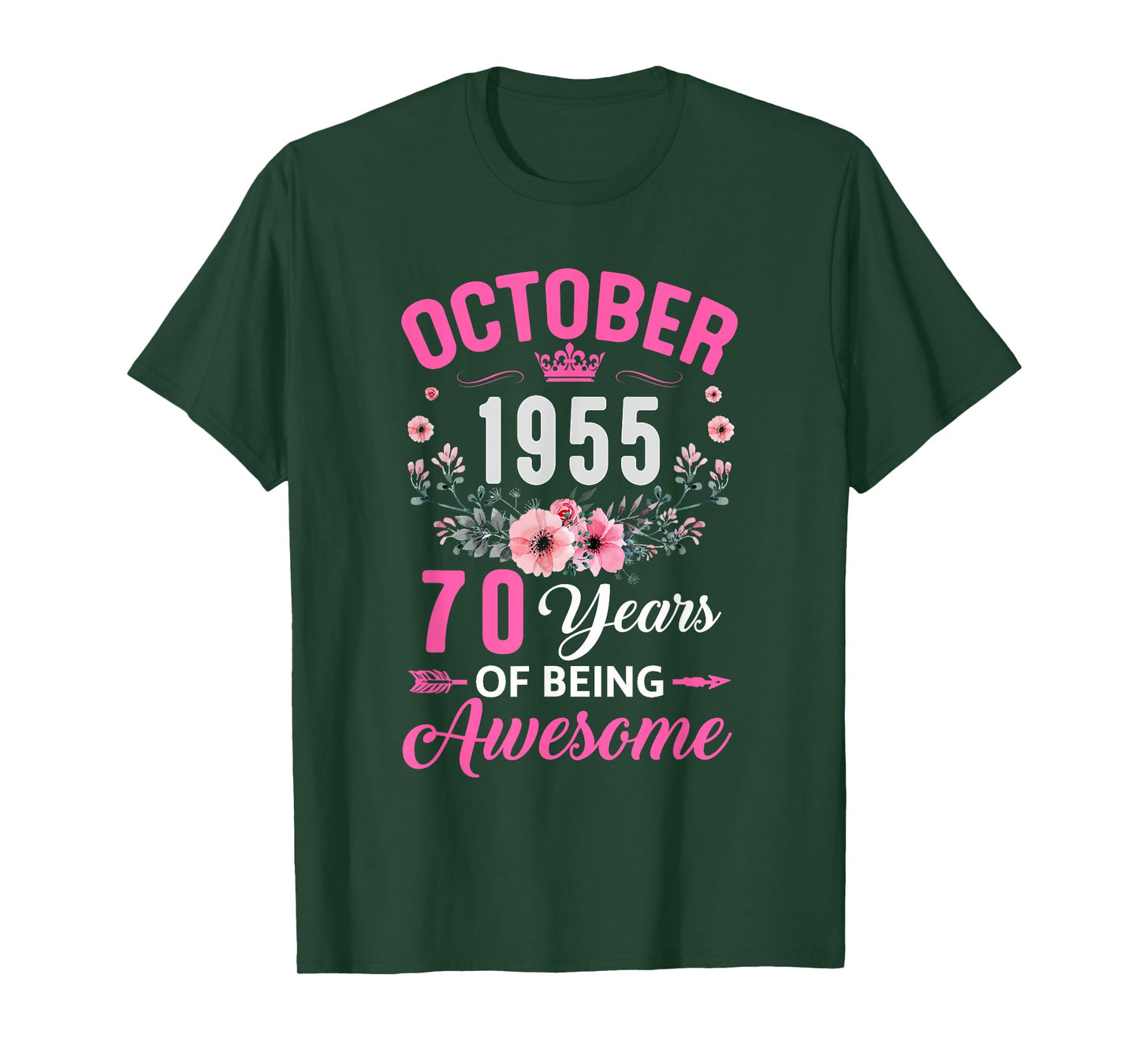 Awesome Since 1955 70 Years Old October 70Th Birthday Women T-Shirt