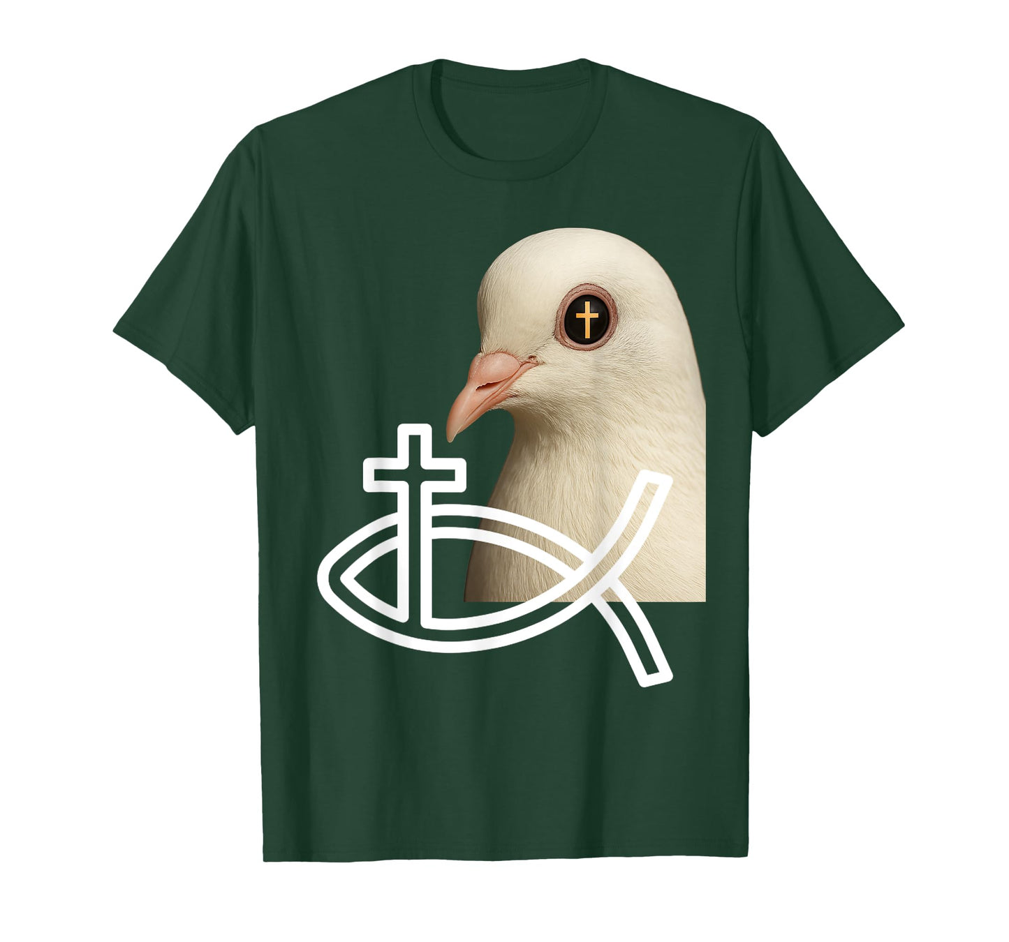 White Christ Dove Portrait with Cross Reflection in Eye T-Shirt