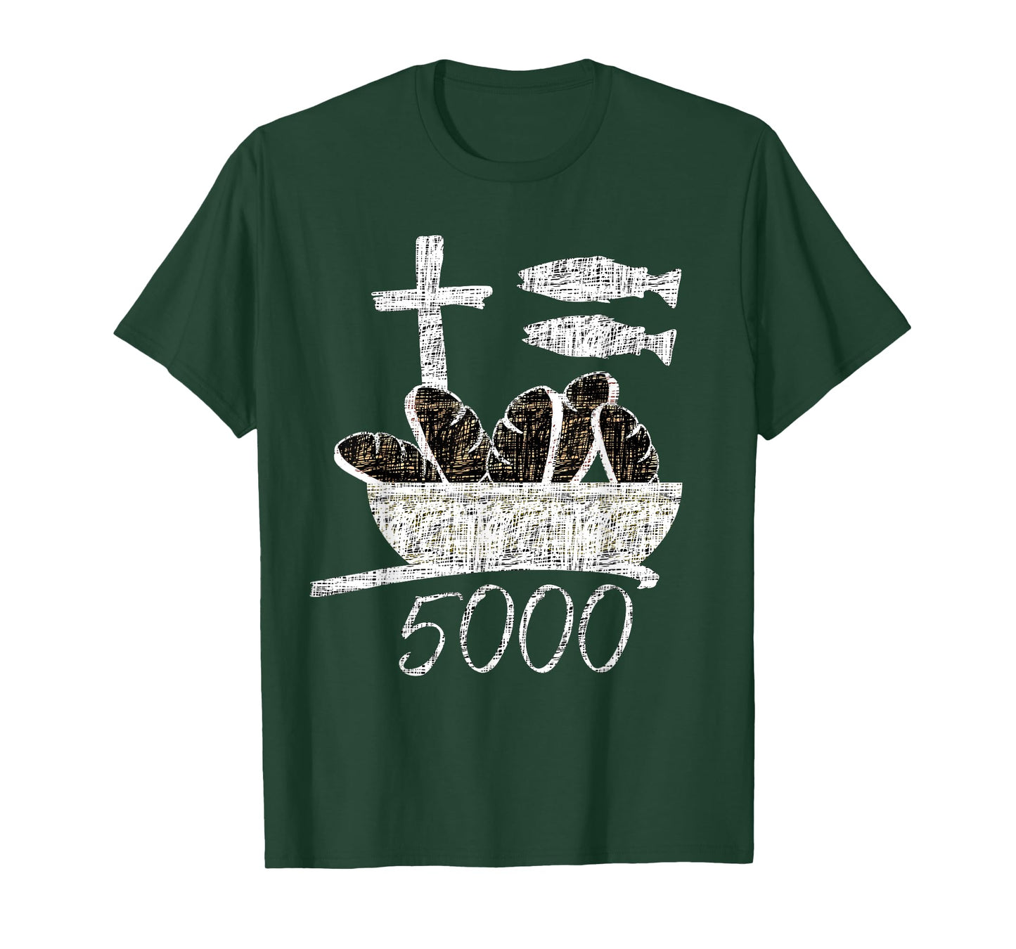 2 Fishes 5 Breads Bible Verses Jesus Feeds 5000 Christians T-Shirt
