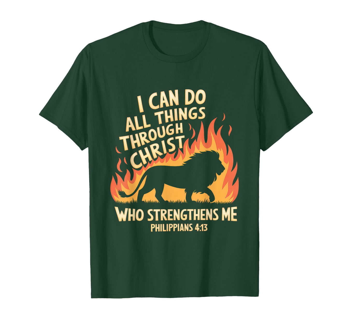 Christian Tshirt Philippians 4:13 Religious Lion Strengthens T-Shirt