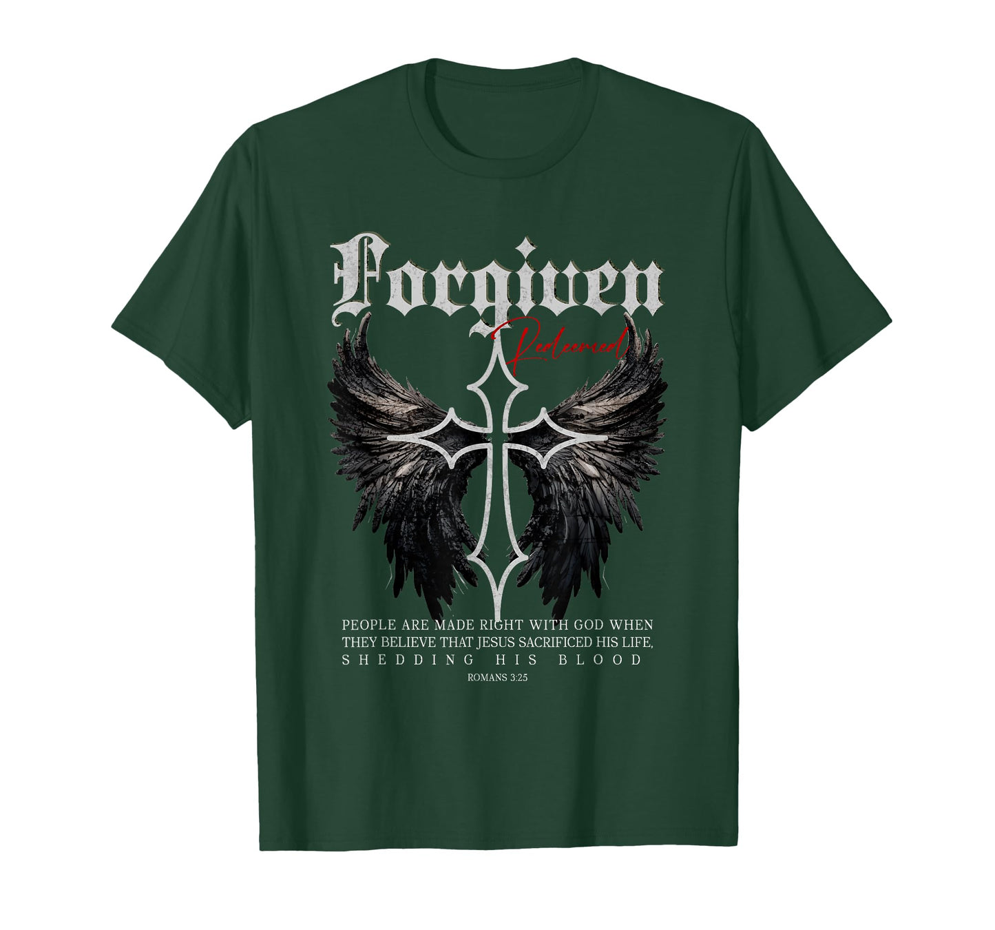 Forgiven Cross Gothic Streetwear Nu Goth Faith Bible Verse T-Shirt
