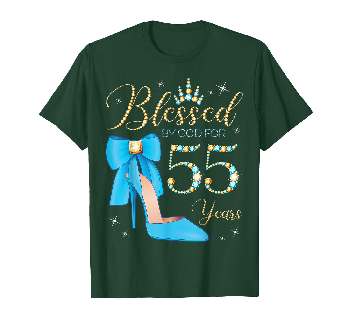 Blessed By God For 55 Years Old 55th Birthday Party Queen T-Shirt