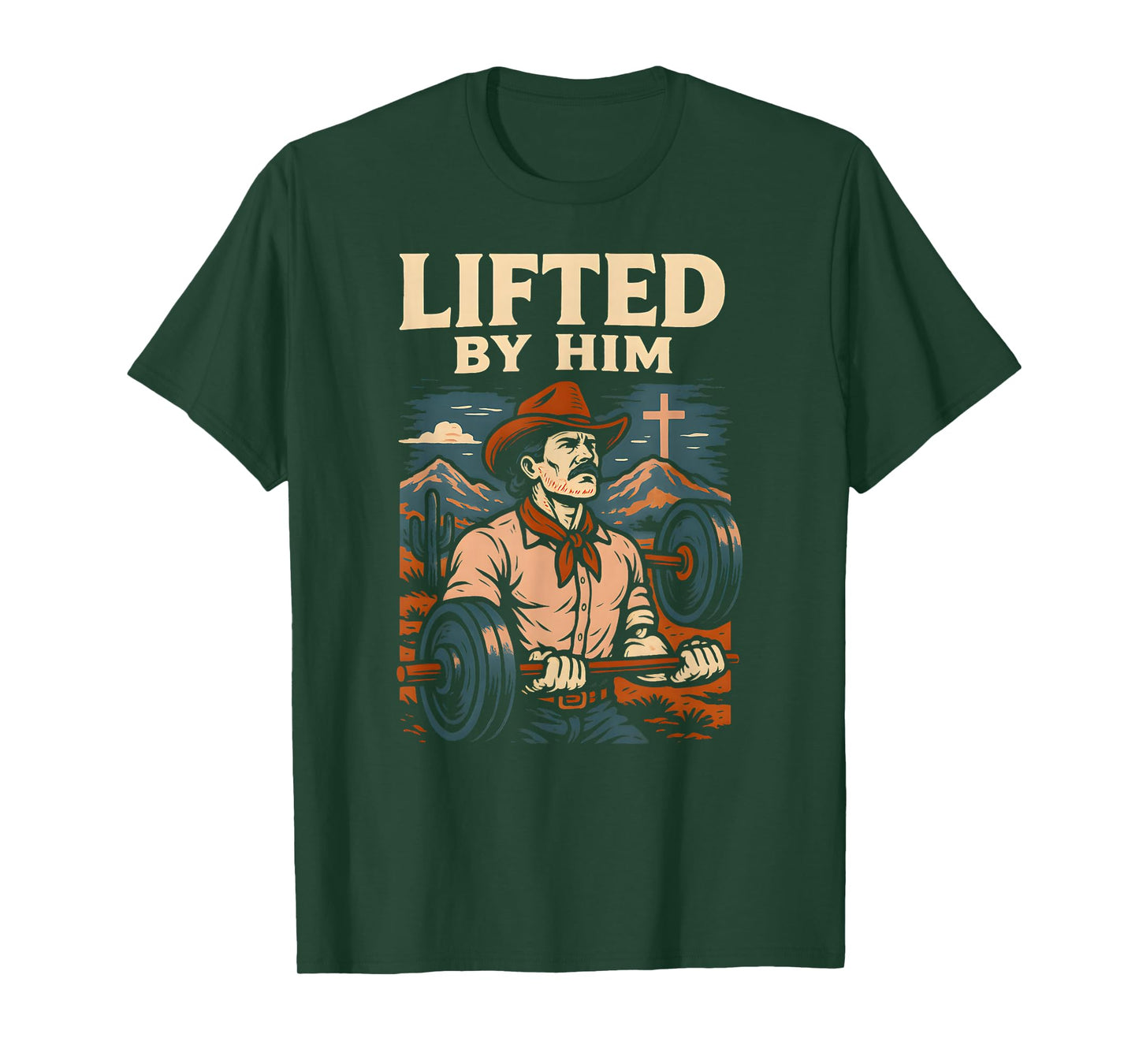 Fitness Lifted by Him Cool Mens Christian Faith T-Shirt
