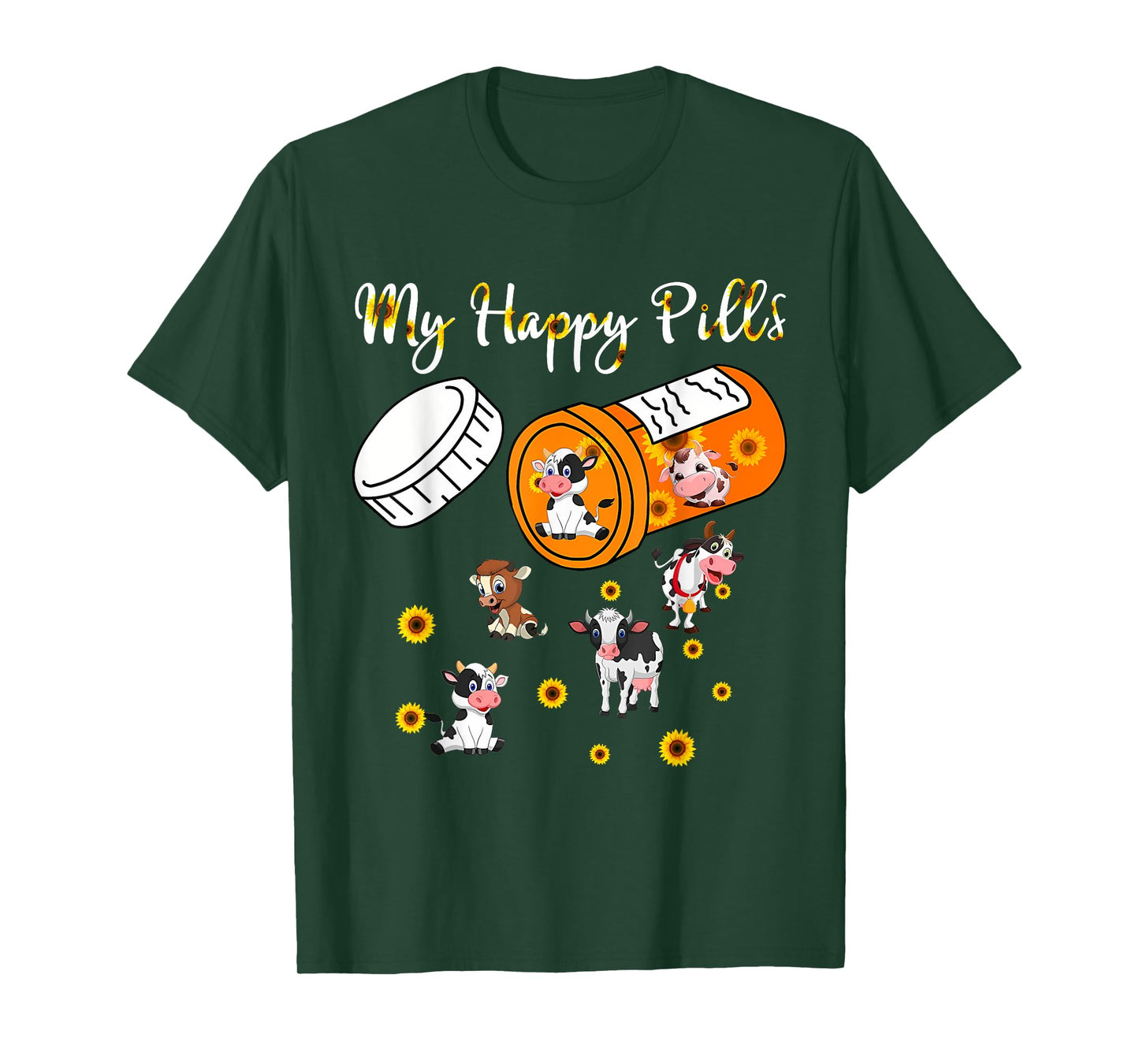 My Happy Pills Cows - Cute Cow and Sunflower Cow Lover Funny T-Shirt