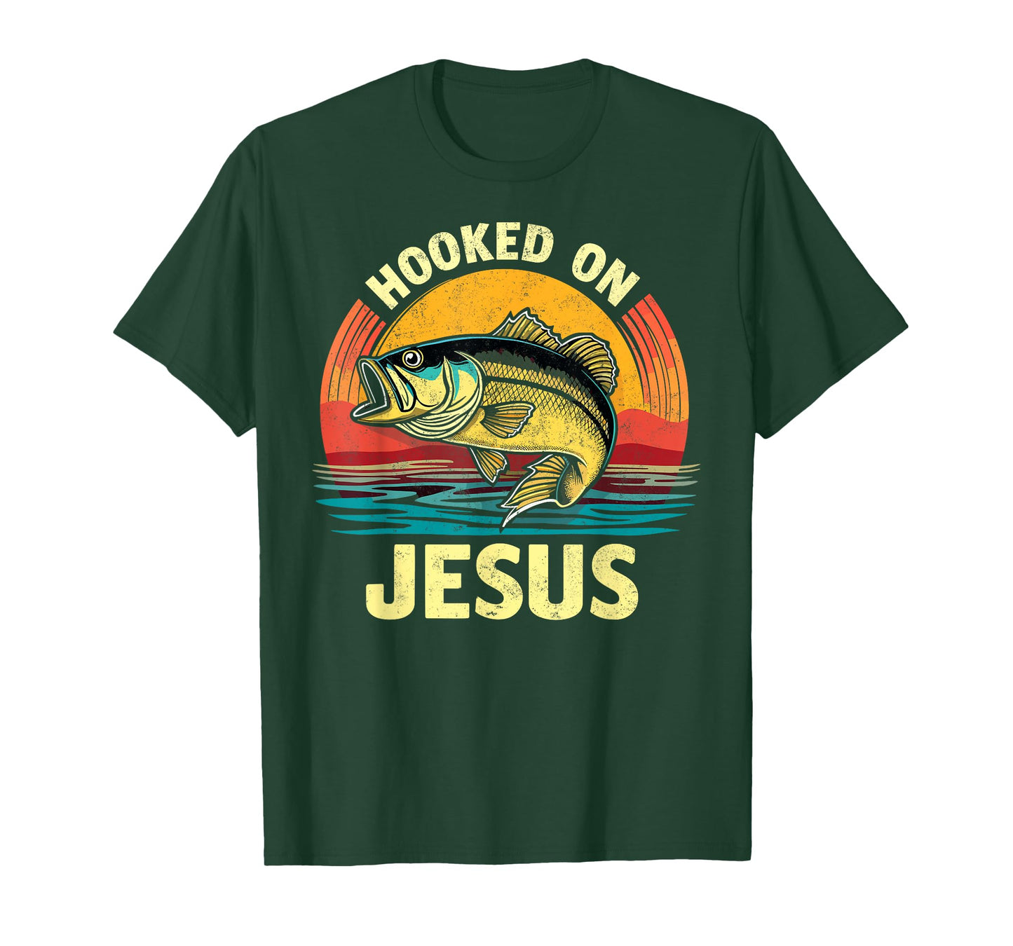 Hooked on Jesus Bible Verse Christian Fisherman Bass Fishing T-Shirt