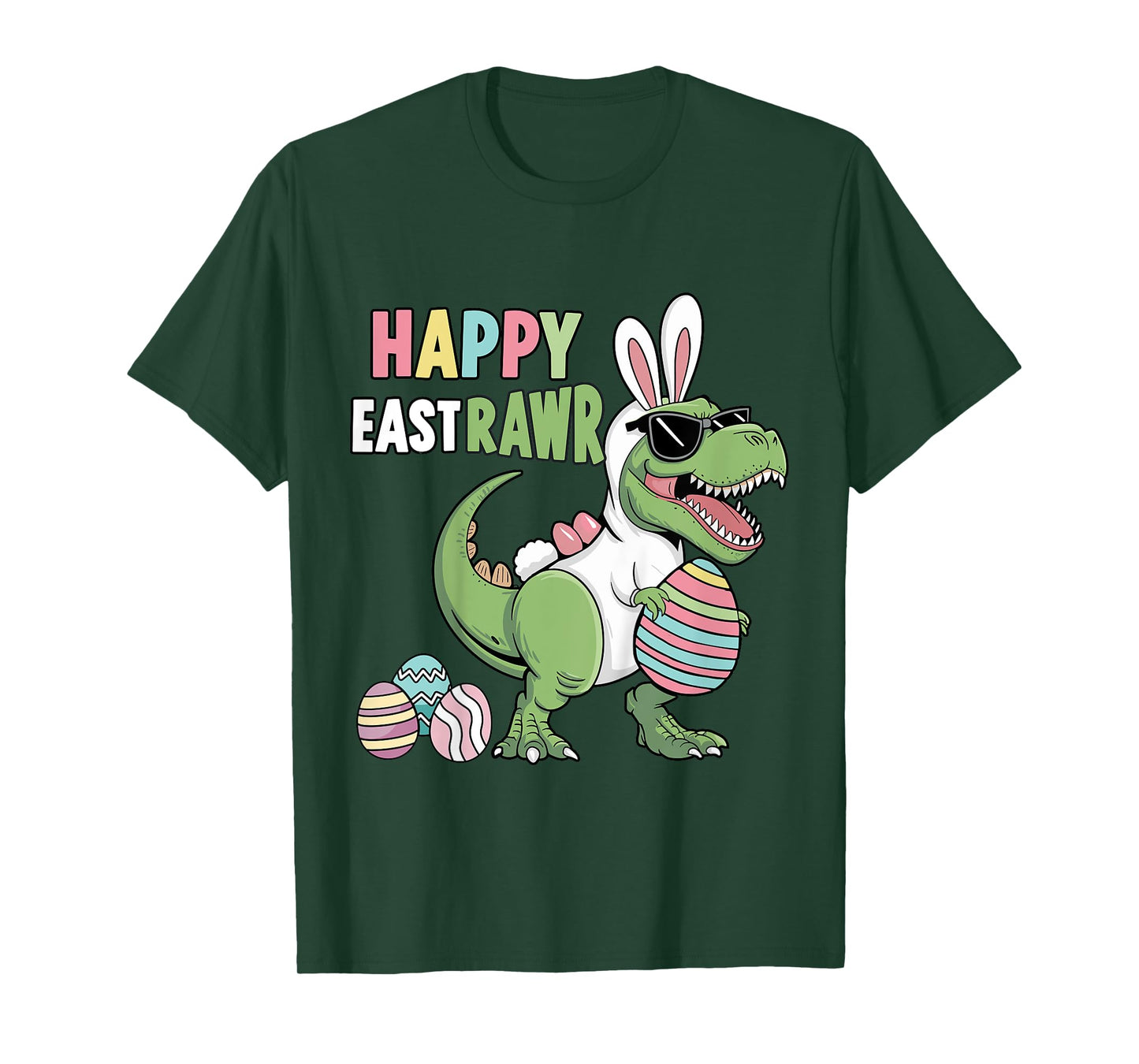 Kids Happy eastrawr with t-rex dinosaur for kids toddler easter T-Shirt