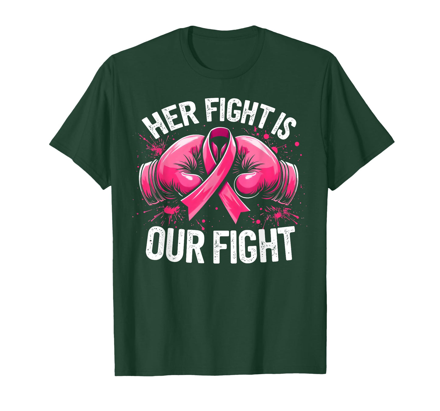 Her Fight Is Our Fight Boxing Gloves Breast Cancer Awareness T-Shirt