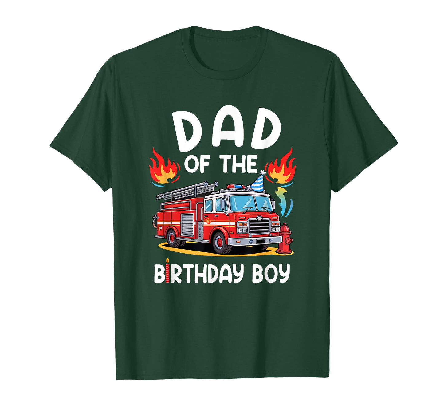 Dad Of The Birthday Boy Fire Truck Firefighter 1St Party T-Shirt