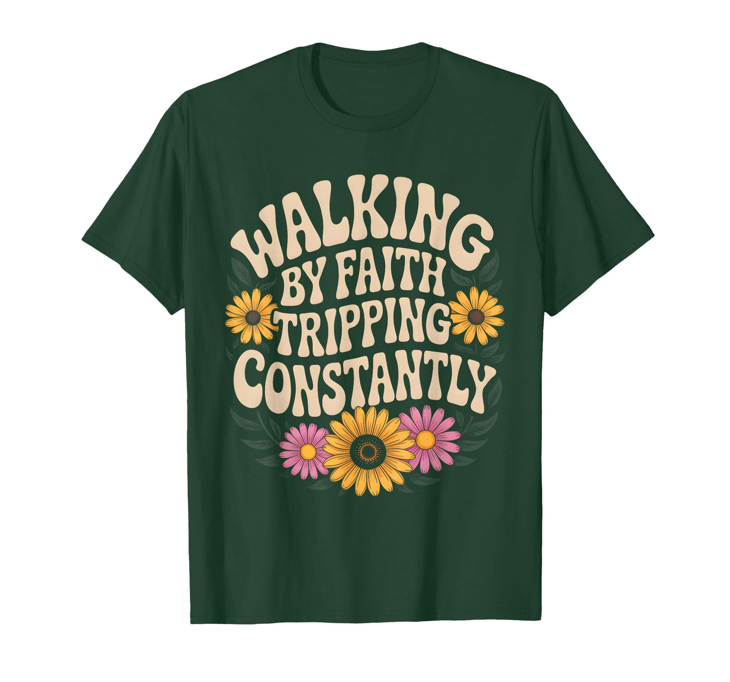 Retro Christian Bible Walking By Faith Tripping Constantly T-Shirt
