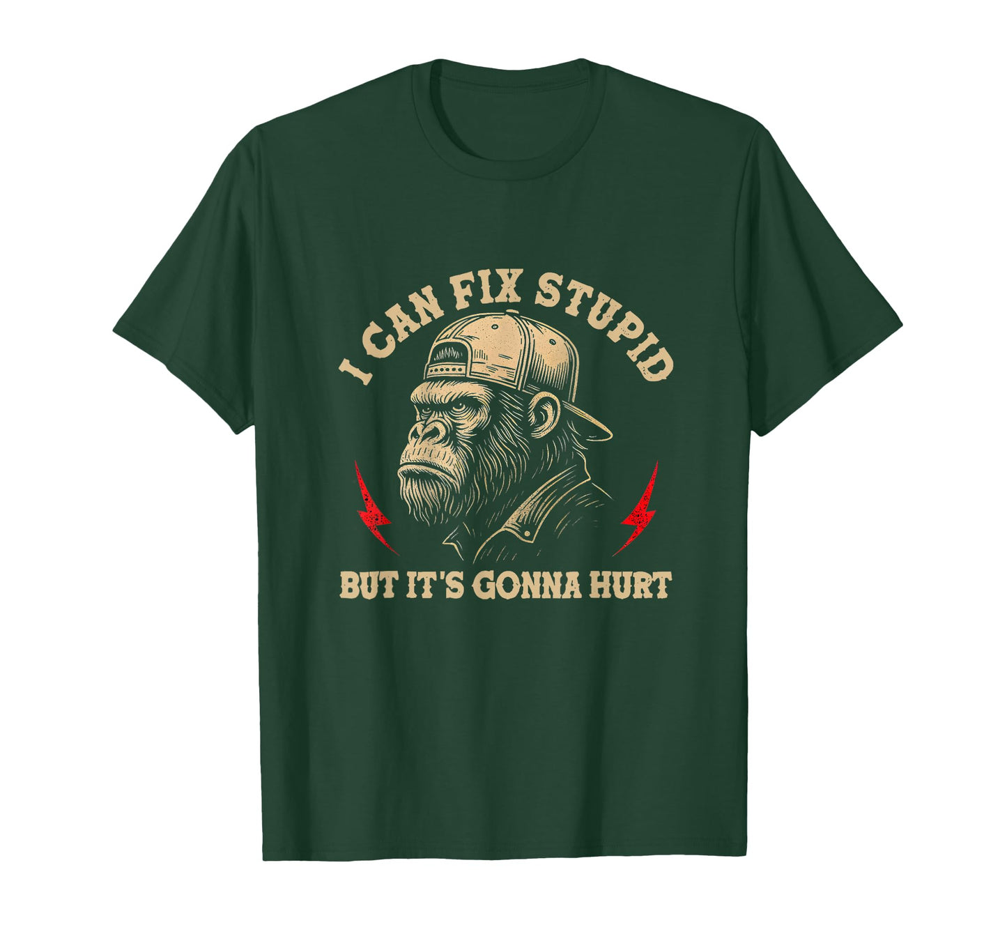 I Can Fix Stupid But It's Gonna Hurt Monkey Vintage Funny T-Shirt