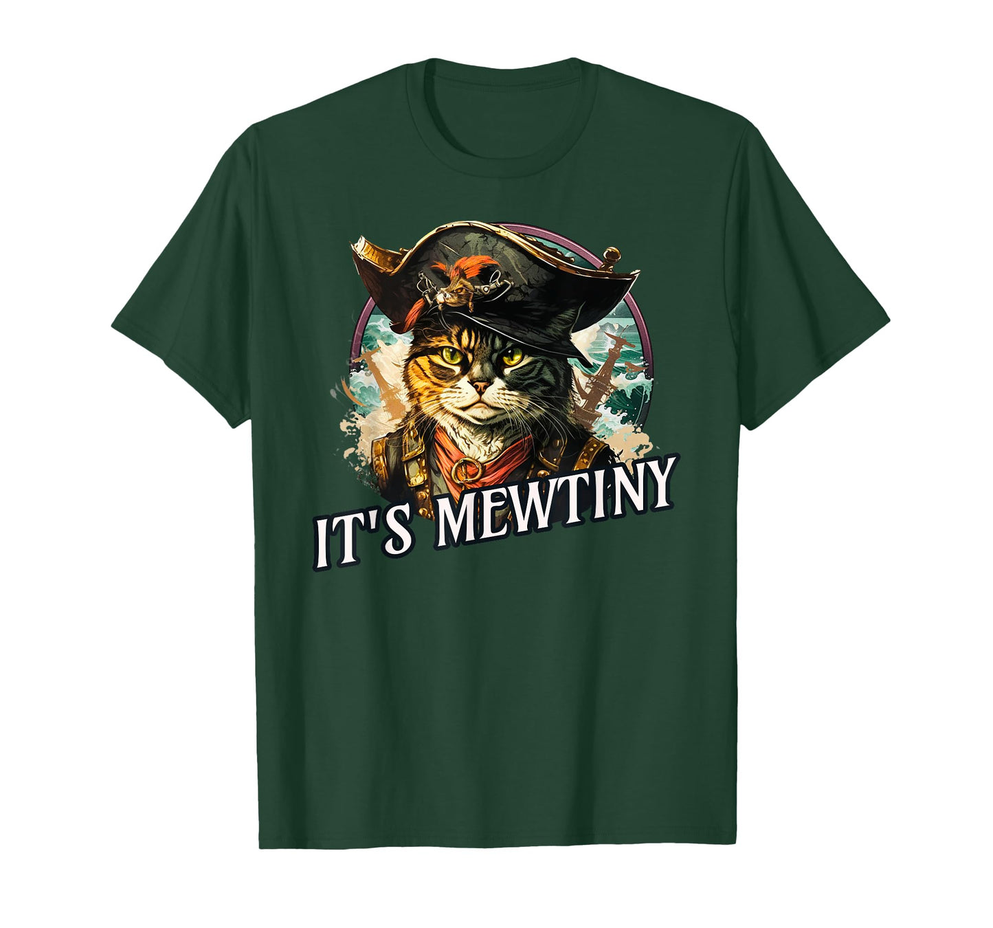 Funny It's Mewtiny Pirate Cat Pun T-Shirt