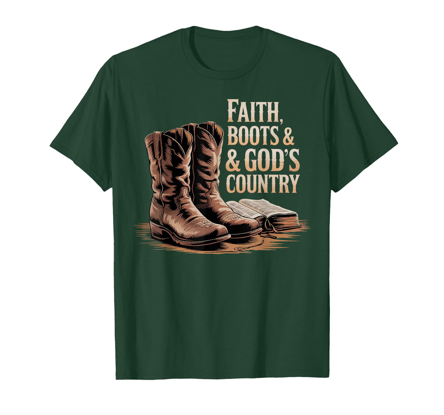 Faith Boots God's Good Country Western Design T-Shirt