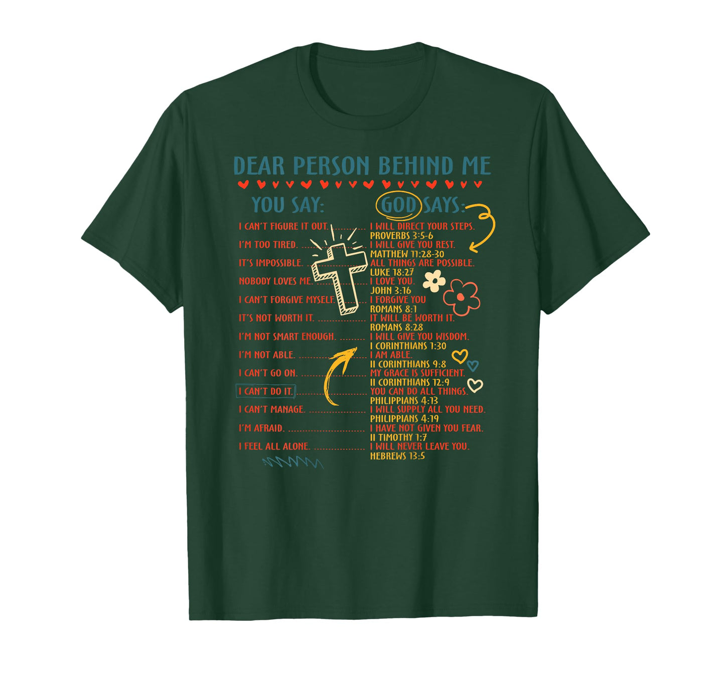 Dear Person Behind Me You Say God Says Inspiration Christian T-Shirt