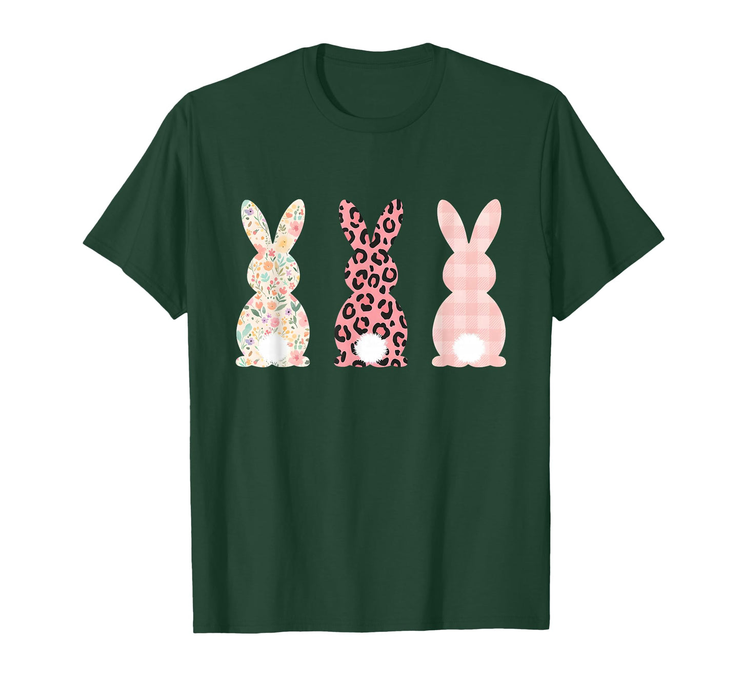 Cute pink leopard plaid easter bunny rabbit T-Shirt