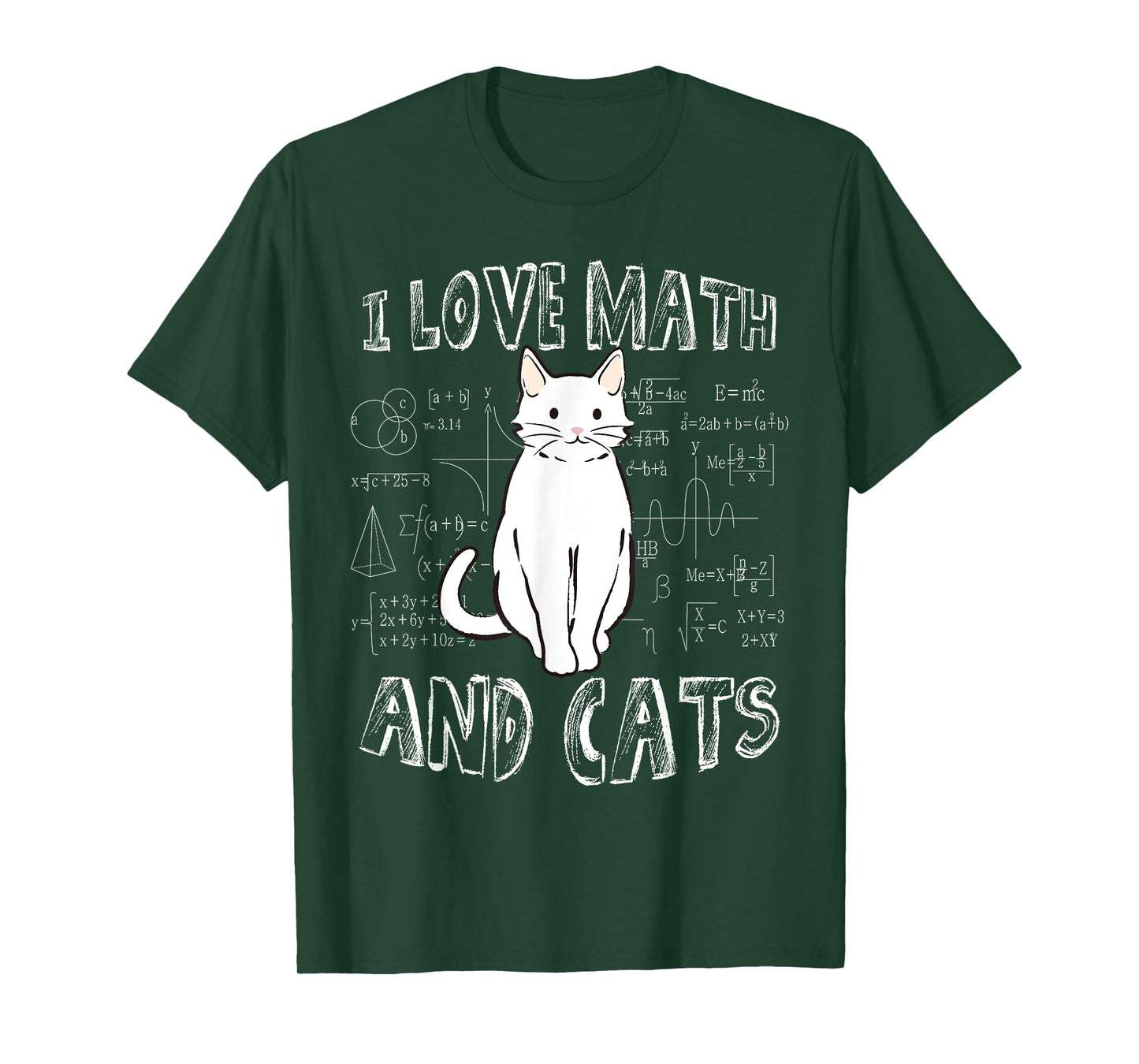 I Love Math And Cats Cute Funny Pet Lover Teacher Student T-Shirt